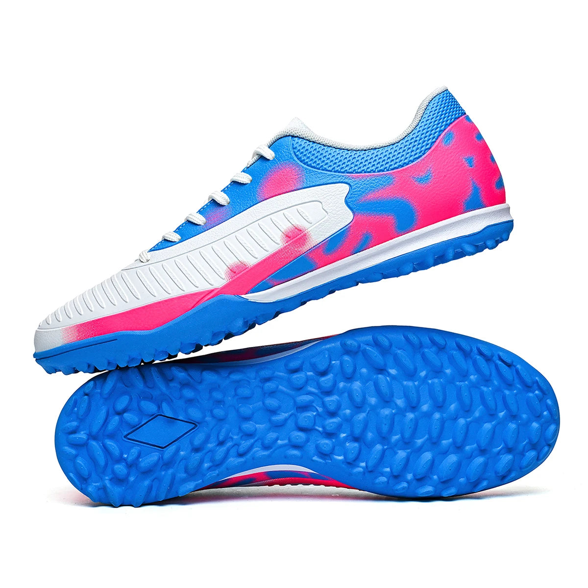 Chaussures de football TF pour adultes toutes saisons, en tissu PU mélangé, semelle extérieure en caoutchouc résistante à l'usure, forte adhérence pour les sports sur gazon toute l'année
