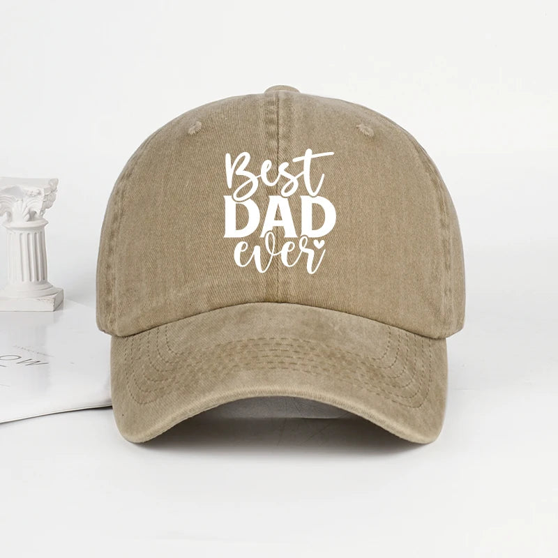 “Best DAD Ever” Printed Vintage Washed Baseball Cap – Adjustable, Casual, Men's Father's Day Gift, Dad Cap – Fishing & Hiking
