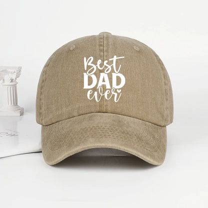 “Best DAD Ever” Printed Vintage Washed Baseball Cap – Adjustable, Casual, Men's Father's Day Gift, Dad Cap – Fishing & Hiking