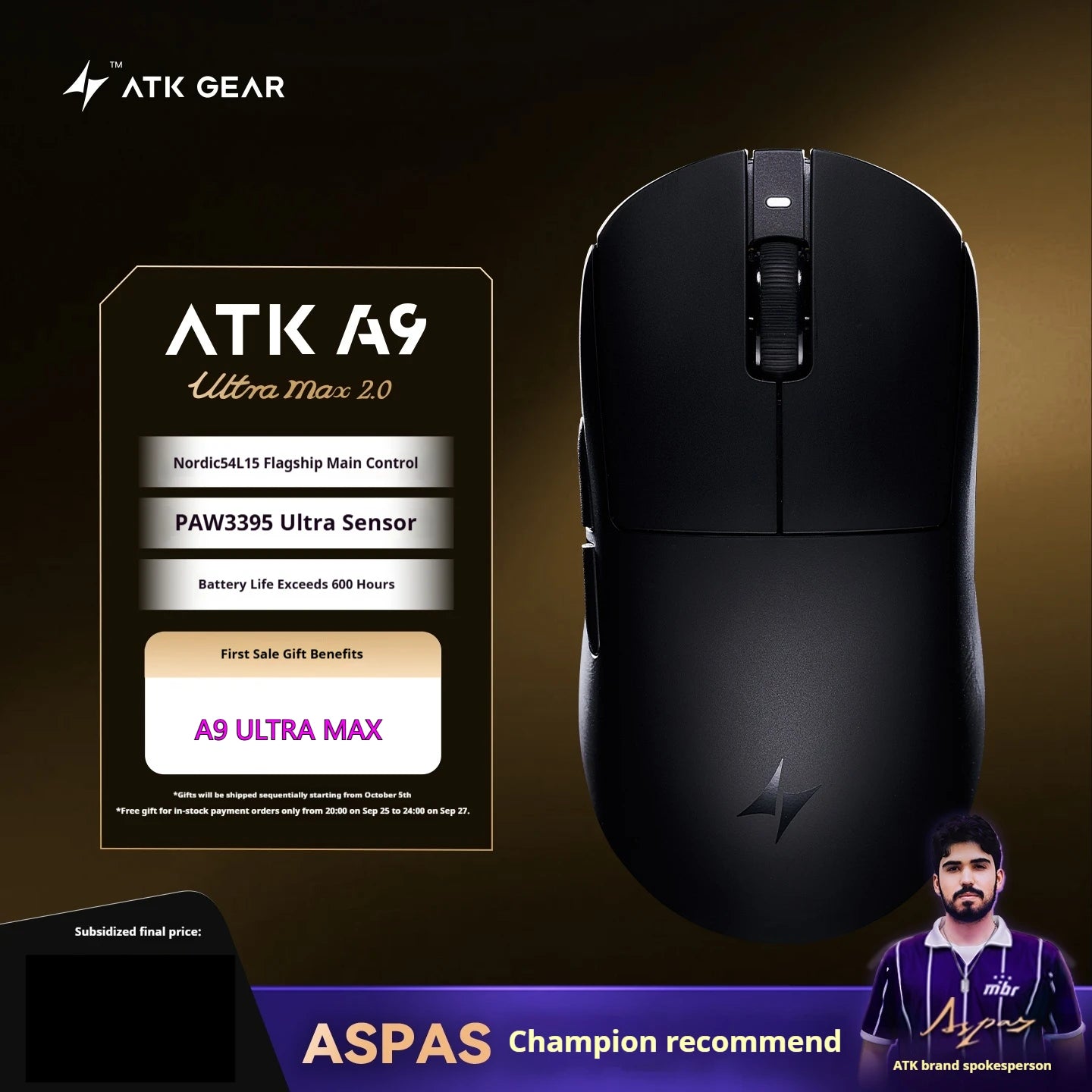 ATK A9 Plus Gaming-Maus kabellos A9/A9 SE/A9 Pro Tri-Mode 8K Gaming-Maus leicht A9 Ultimate E-Sports PC-Geschenk individuell angepasst