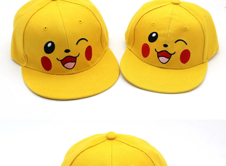 Cartoon Pikachu Cosplay Baseball Hat with Ears Cute Pokemon Baseball Cap for Adults Kids Costume Party Gift