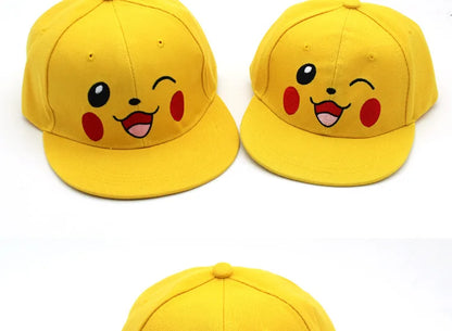 Cartoon Pikachu Cosplay Baseball Hat with Ears Cute Pokemon Baseball Cap for Adults Kids Costume Party Gift