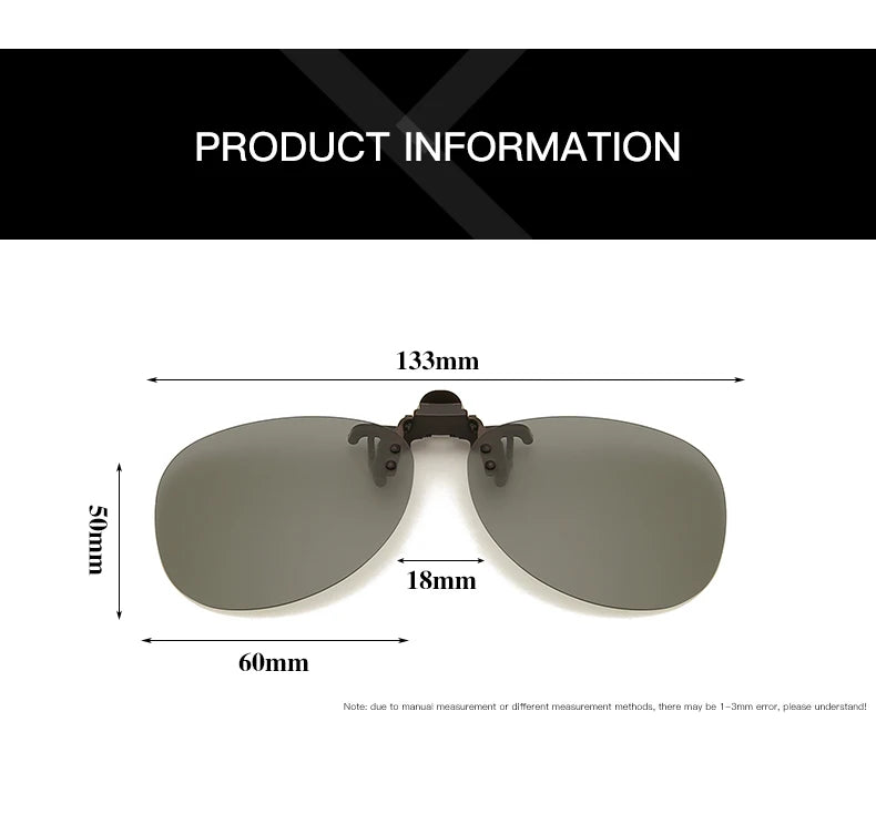 Pilot Polarized Sunglasses Clips Glasses Clip Driving Night Vision Eyeglasses UV400 Outdoor Shades Definition Sun Glasses Clips