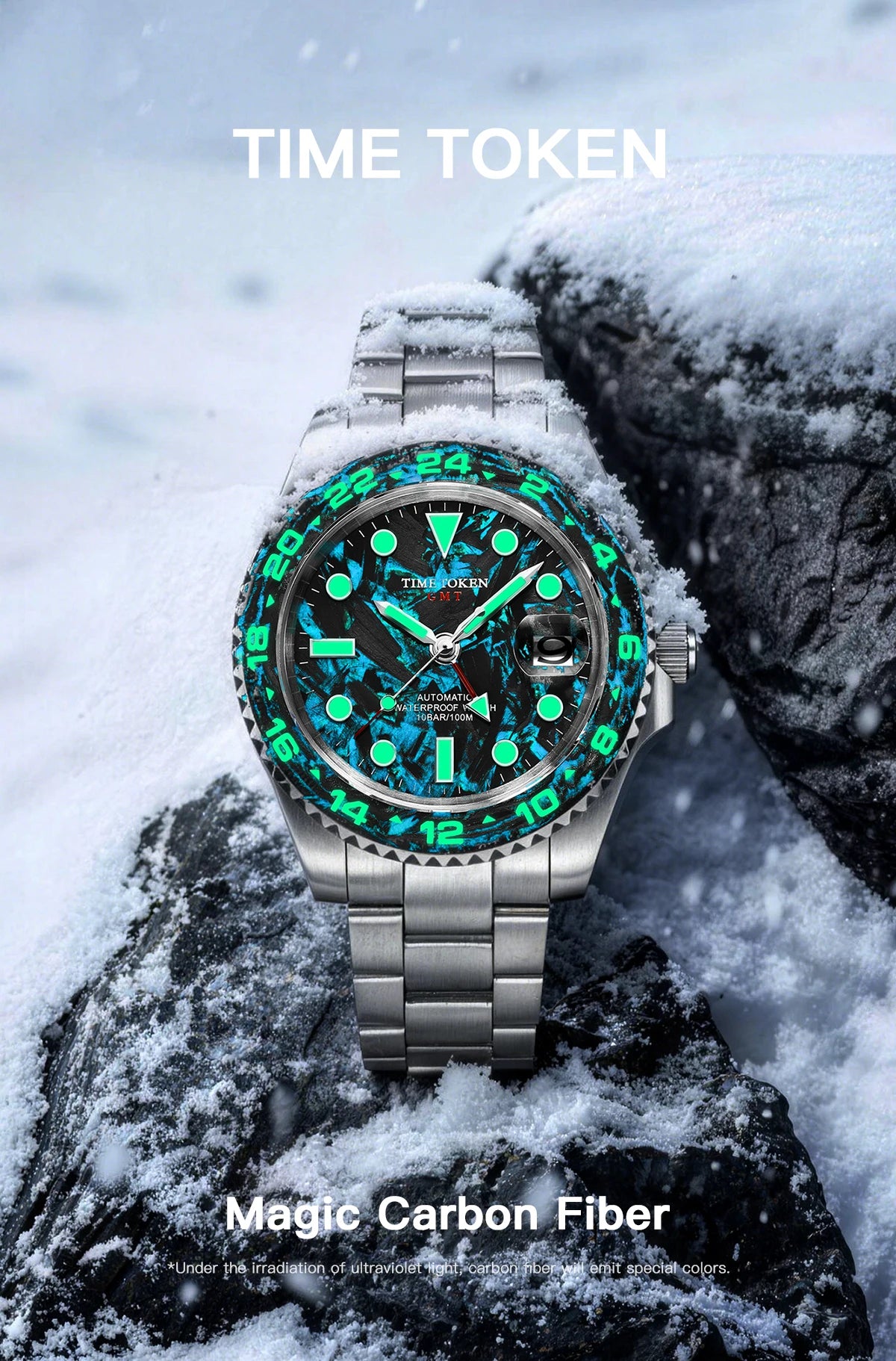 Carbon Fiber Watches Men 10Bar Waterproof Watch GMT Automatic Watches Luminous Calendar Diving Watch 41MM Watches for Man reloj