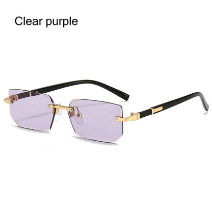Retro UV400 Protection Rimless Rectangle Sunglasses Y2K Shades Frameless Sun Glasses for Women & Men