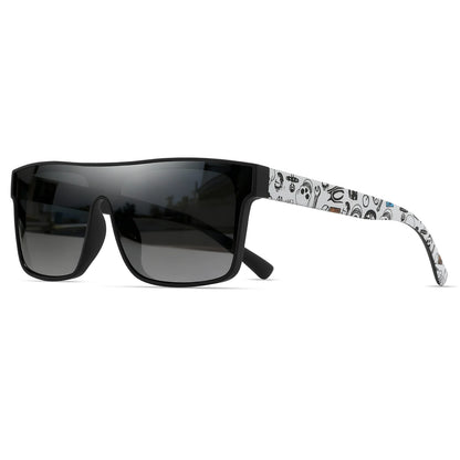 Classic Square Fashion Sports Sunglasses - Patterned Temples, Unisex for Cycling, Hiking, Travel - Perfect Gift