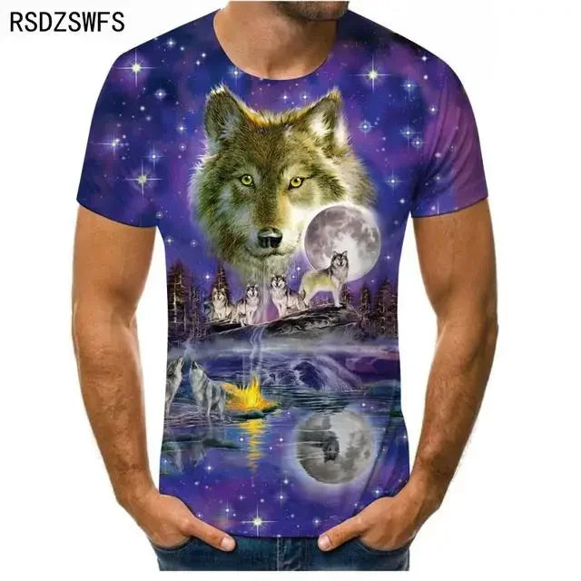 3D Fierce Animal Printed Men's Clothing Casual Fashion Wolf Pattern Short Sleeve Pullover Outdoor Daily Trend T-shirts For Men