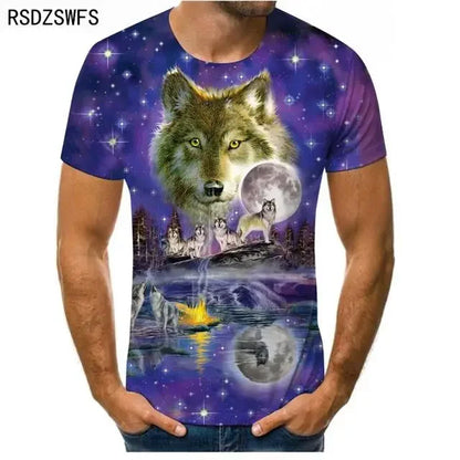 3D Fierce Animal Printed Men's Clothing Casual Fashion Wolf Pattern Short Sleeve Pullover Outdoor Daily Trend T-shirts For Men