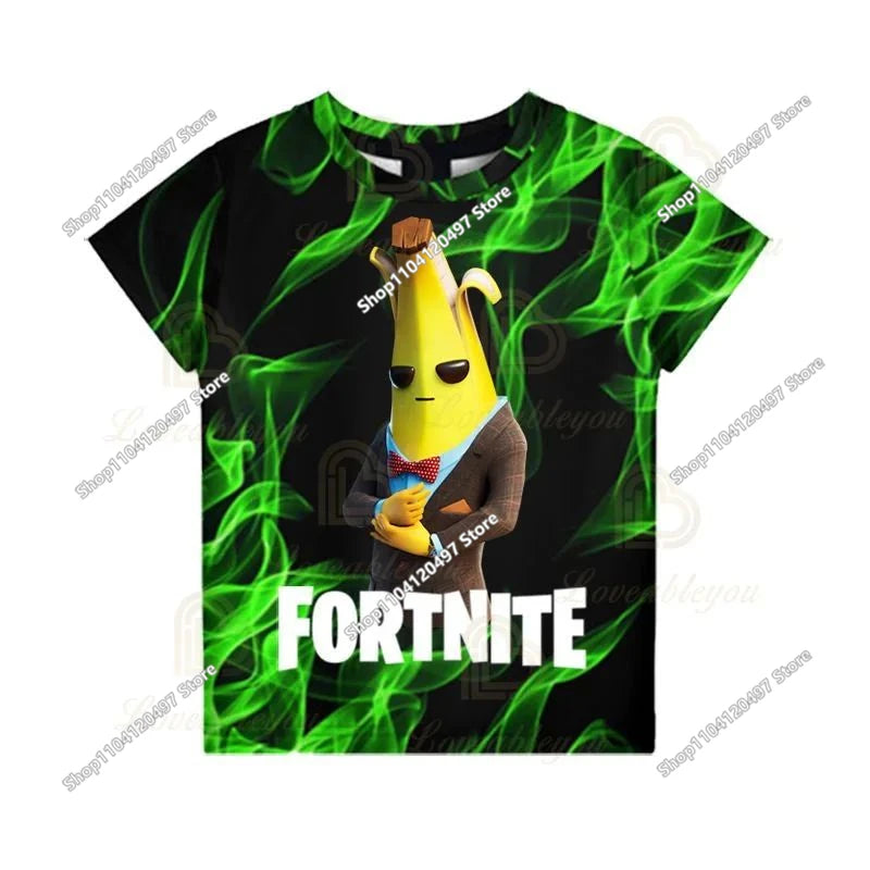 Аниме Fortnite тениски за момичета, тениска за момчета, бели тениски с анимационен принт, летни бебешки тениски, сладки горнища с принт, костюм