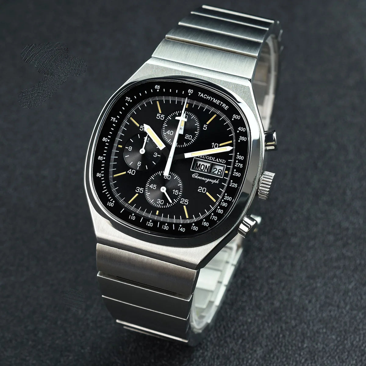 Hruodland New 2025 New 0S00 Retro Men's Quartz Chronograph Sapphire Stainless Steel Waterproof 5Bar Luminous C3 Men's Watch