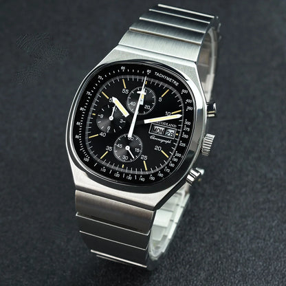 Hruodland New 2025 New 0S00 Retro Men's Quartz Chronograph Sapphire Stainless Steel Waterproof 5Bar Luminous C3 Men's Watch