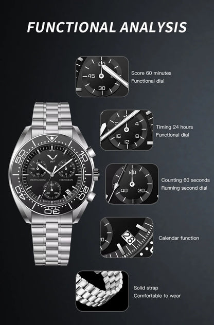 New 007 Specht&Sohne Sports Watches For Men Top Brand Luxury Steel Wrist Watch Fashion Japan VK68 Chronograph Relogio Masculino