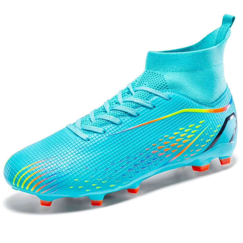 Chaussures de football à crampons longs FG avec col chaussette montante, tige texturée, crampons pour terrain dur, légères, antidérapantes et offrant une bonne adhérence.