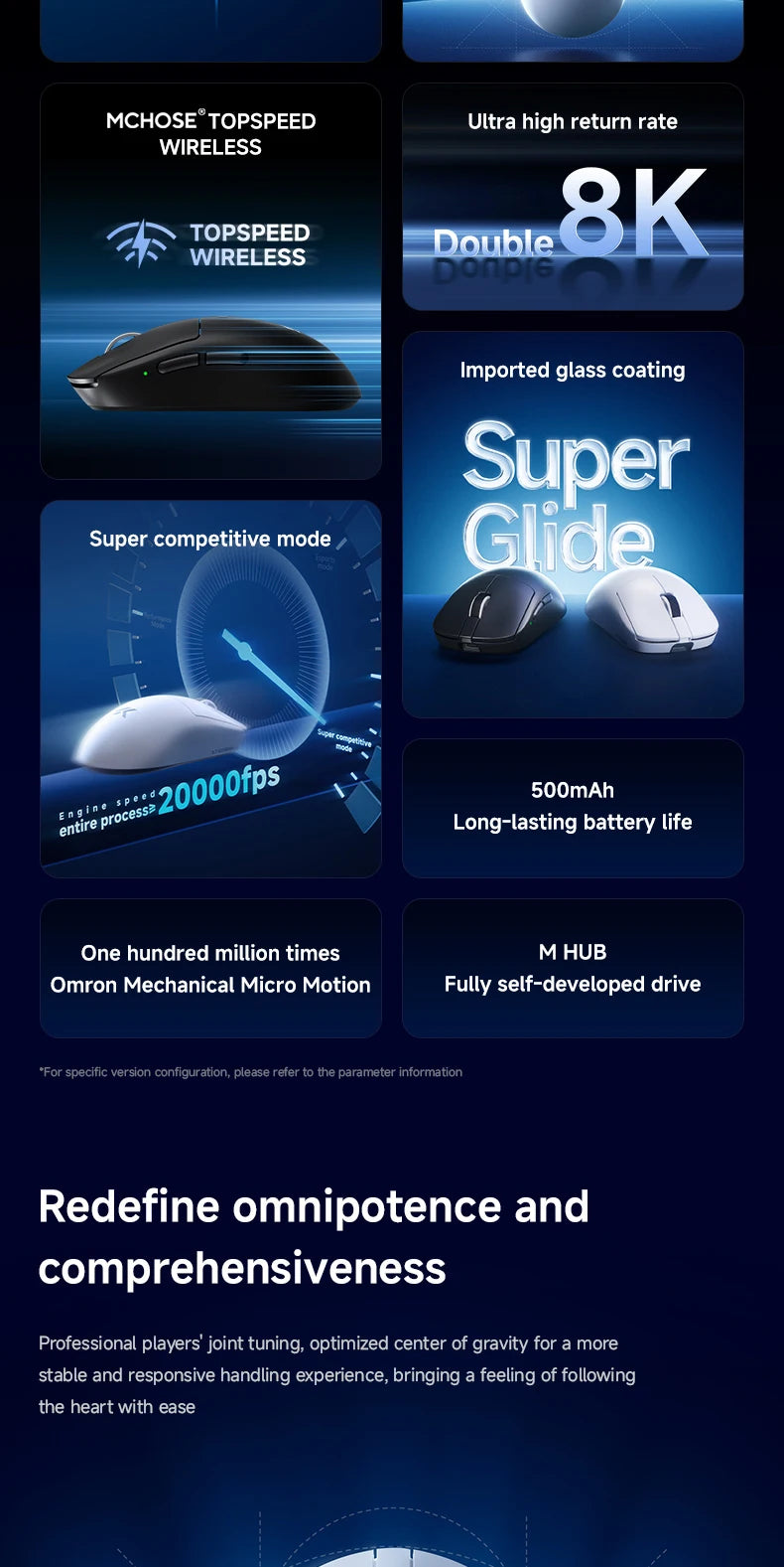 MCHOSE A7 V2 Ultra / Pro Leichte kabellose Gaming-Maus Dual 8000Hz PAW3950 TI 42000DPI für PC-E-Sport-Gamer