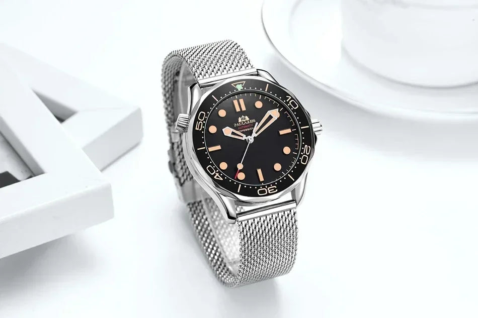 Automatic Watches for Men Mechanical Self Wind Net Stainless Steel Nylon Strap Luxury New Limited Reloj Hombre Baratos