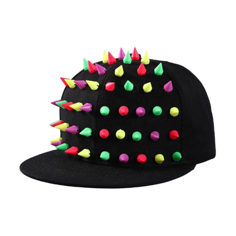 1pc Hip Hop Y2K Style Street Baseball Cap,Personalized Fashion Rivet Duck Tongue Driver Caps Street Dance Flat Edge Skull Caps