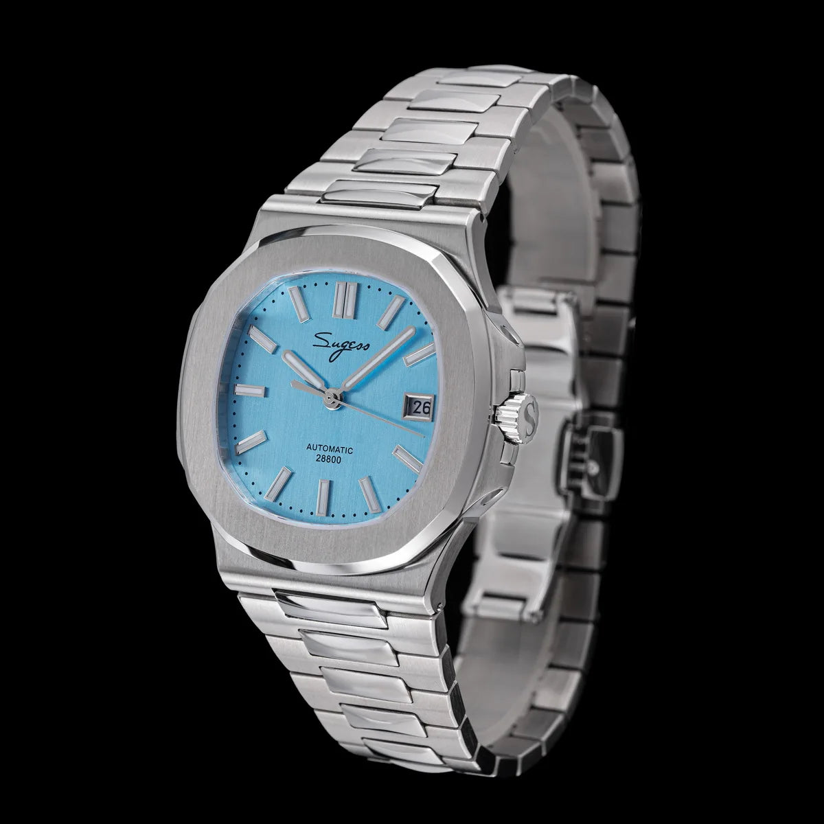 Reloj de hombre Sugess automático mecánico, movimiento Miyota 9015, esfera MOP, luminoso, resistente al agua 5bar, brazalete de lujo S466