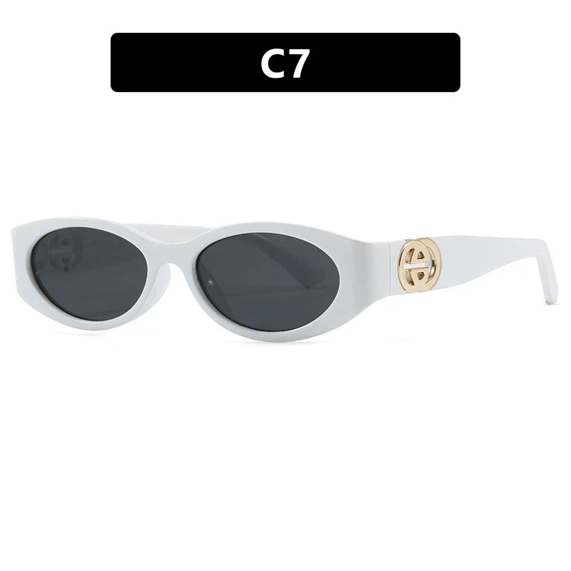 Stylish Small Oval Sunglasses For Women Trendy Design Decoration Fashion Sun Glasses Travelling Hiking Party Women's Shades