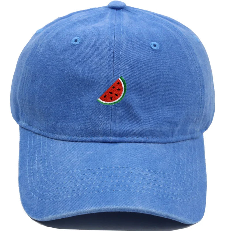 Printed Watermelon Baseball Cap Men's Washed Soft Top Retro Dad Hats Women's Casual Versatile Fashion Trend Duck Tongue Caps