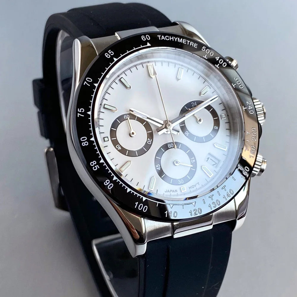 Luxuriöse VK63 Herrenuhr mit Quarzwerk, Business-Chronograph, 39mm, Stahl/Roségold, Datum, leuchtendes Zifferblatt, voll funktionsfähiger Chronograph