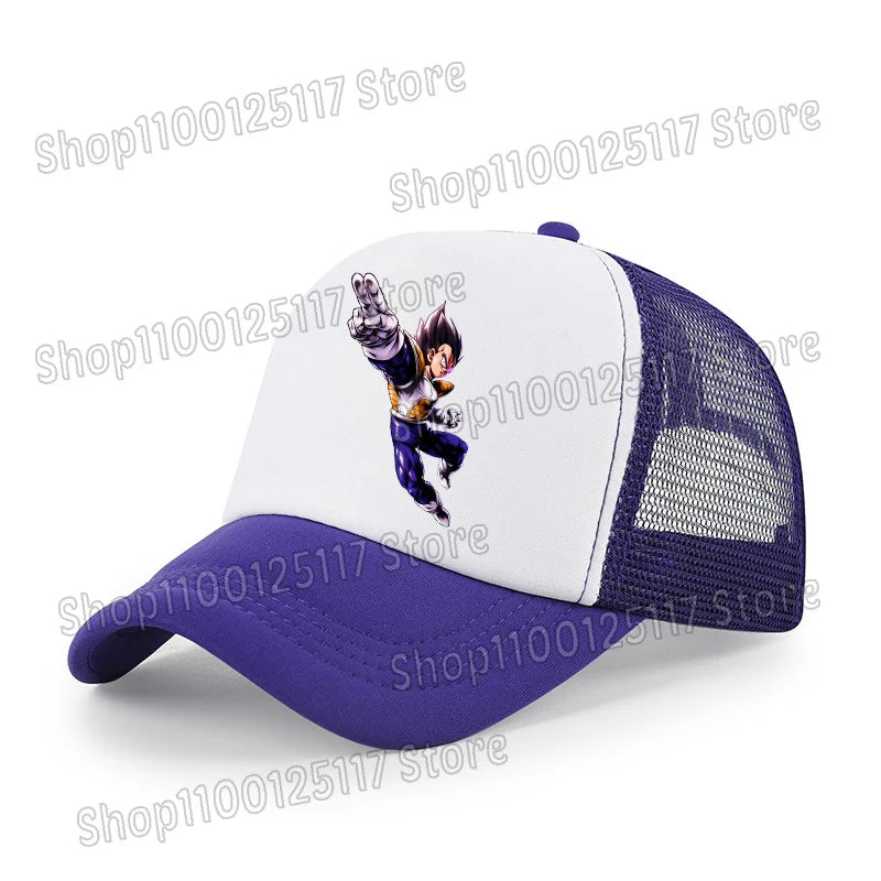 Baseballová čepice Dragon Ball s potiskem z anime, prodyšná čepice s kšiltem, kreslená postavička Goku, letní sportovní čepice typu snapback, síťovaná sluneční čepice, dárek pro děti