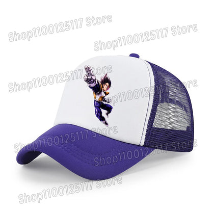 Baseballová čepice Dragon Ball s potiskem z anime, prodyšná čepice s kšiltem, kreslená postavička Goku, letní sportovní čepice typu snapback, síťovaná sluneční čepice, dárek pro děti