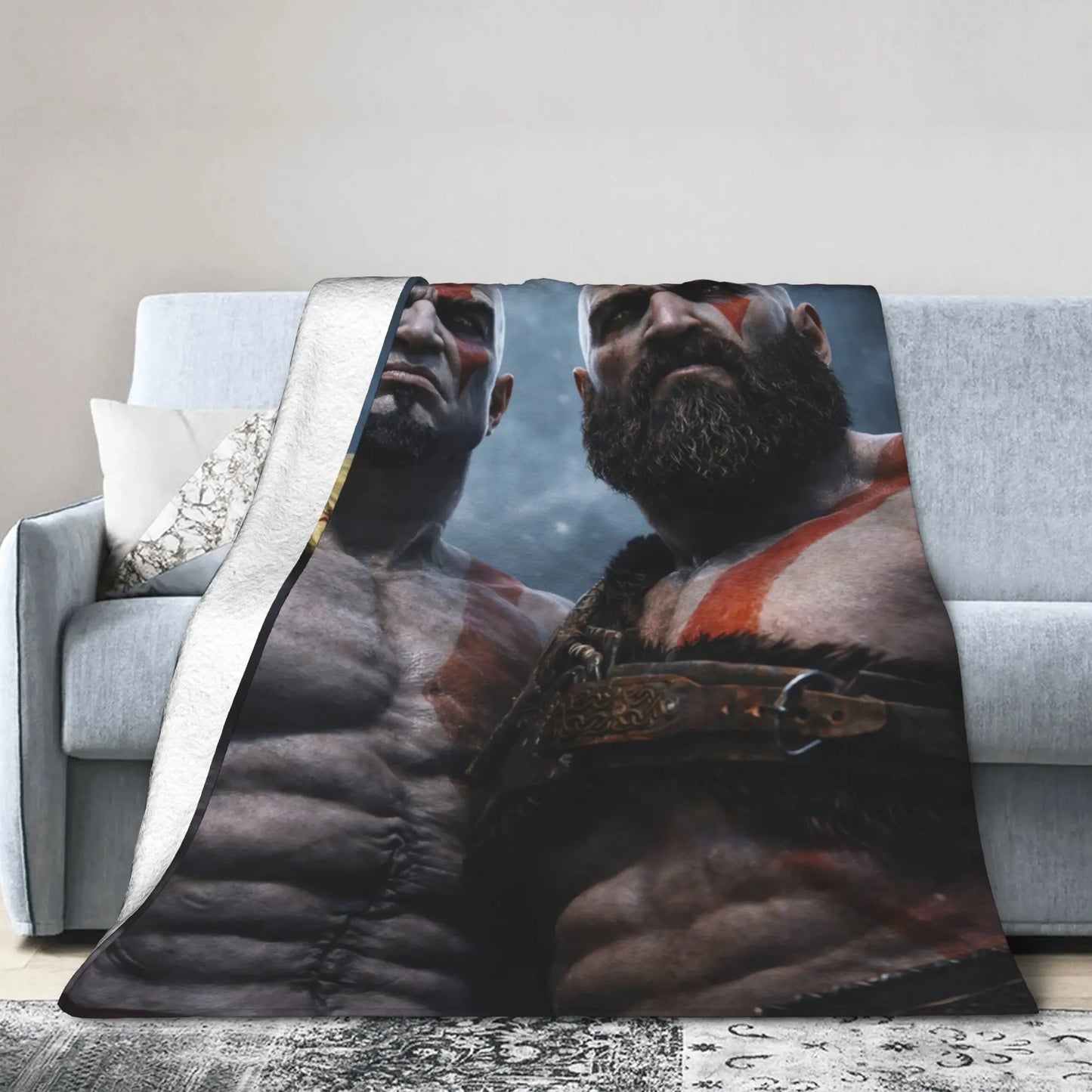 God of War Game Gamers Kratos Blanket  Soft Warm Funny Plush Throw Blanket For Home Decor Travel Flannel Bedspread Bed Cover