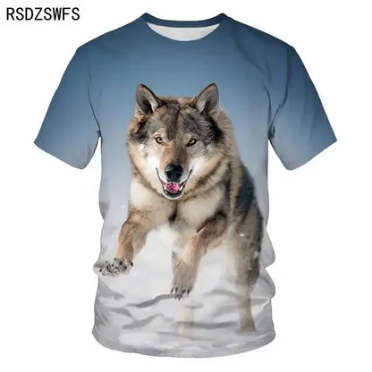 3D Fierce Animal Printed Men's Clothing Casual Fashion Wolf Pattern Short Sleeve Pullover Outdoor Daily Trend T-shirts For Men