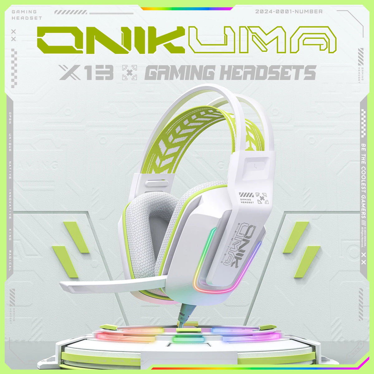 ONIKUMA X13 sur l'oreille casque de jeu filaire suppression écouteurs rose oreilles de chat lumière Rgb avec micro pour PC PS4