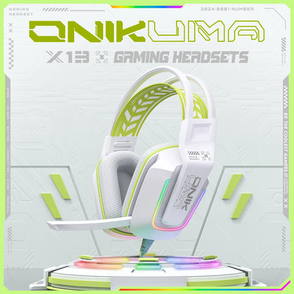 ONIKUMA X13 sur l'oreille casque de jeu filaire suppression écouteurs rose oreilles de chat lumière Rgb avec micro pour PC PS4