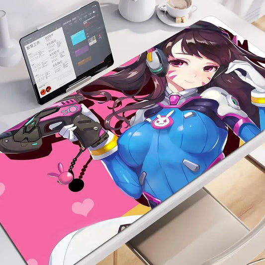 Anime-tyylinen pelityttö Overwatch -suuri hiirimatto 900x400 kannettavalle ja toimistoon, kuminen pehmeä pöytämatto, tietokoneen näppäimistölle, HD-painatus, XXL-hiirimatto