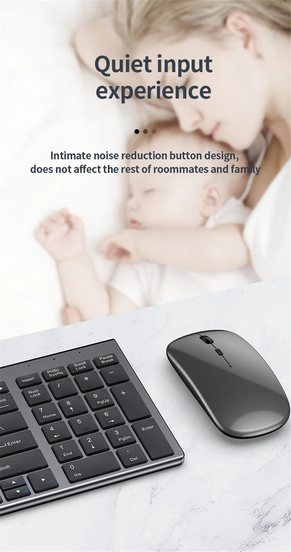 JOMAA Bluetooth&2.4G USB Keyboard and Mouse Set for Laptop Computer ipad Rechargeable Wireless Keyboard and Mouse Combo Slient