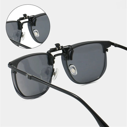 VIVIBEE Flip Up Clip On Sunglasses Fishing Polarized Men 47mm Clips For Eyeglasses Square UV400 Outdoor Driving Shades