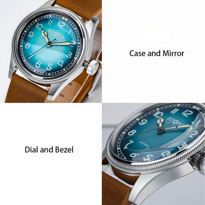 Octopus Kraken 38mm Pilot Watch Retro Stainless Steel PT5000 Movement Automatic Mechanical Wristwatch Luminous Dive Watch Man