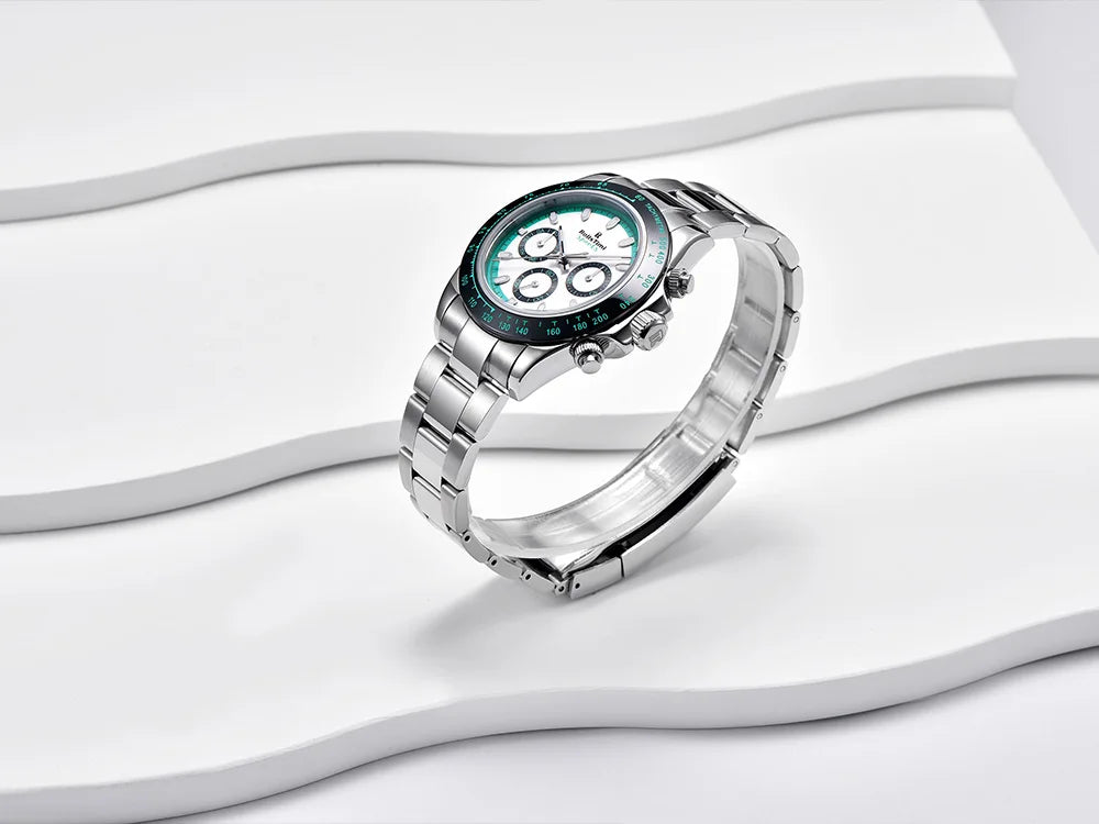 RollsTimi Herrenuhren – luxuriöse mechanische Herrenuhr mit Saphirglas, Kalender, Wochentagsanzeige, Edelstahl und Wasserschutz