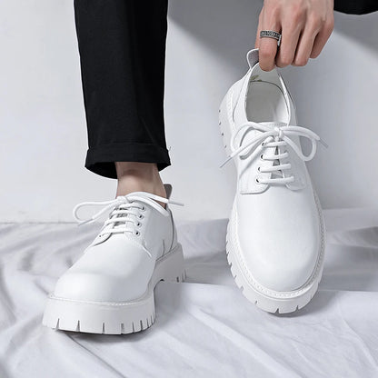 White Lace-up Oxford Shoe Men Fashion Men's Leather Sneakers Breathable Casual Loafers Shoes Mens Designer Men Comfortable Shoes