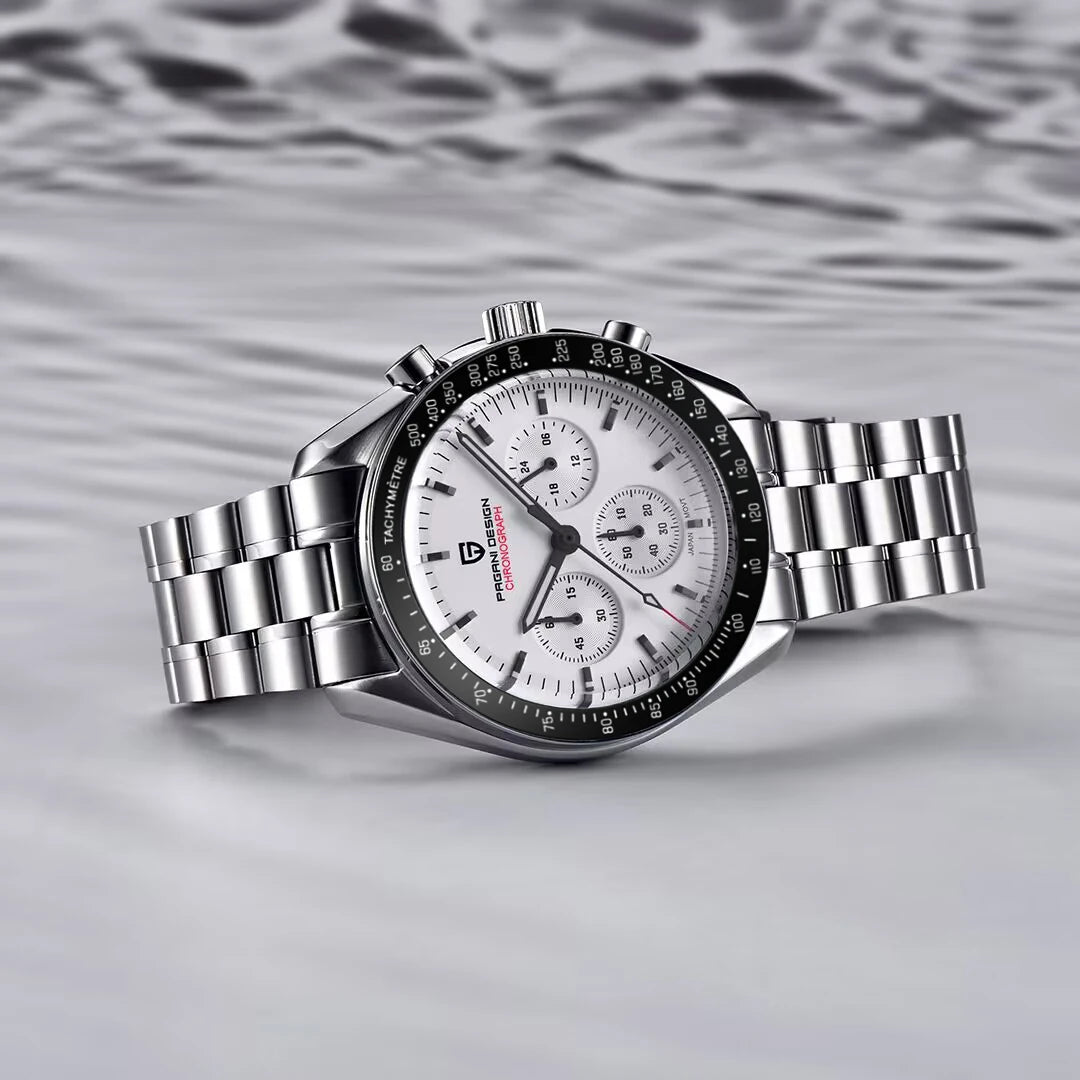 New PAGANI DESIGN Moon Men Watch Retro Luxury Quartz Watches For Men Stainless steel Sport waterproof Chronograph Man+With BOX