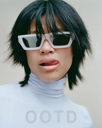 Ruiao 2026 fashion black small rectangular thick frame sunglasses for men and women rectangular summer wear shades