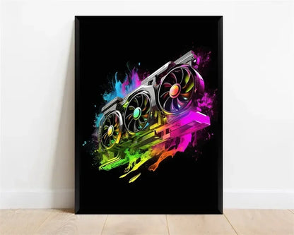 Pop-Neon-Poster mit Videospiel-Charakter, Gamepad, Kopfhörern, Fußball und Basketball – Leinwanddruck, Wandkunst-Dekor für das Gaming-Zimmer