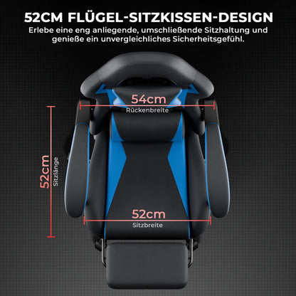 Ergonomic Gaming Chair with Lumbar Support, Adjustable Headrest, Footrest, Height Adjustable Office Gaming Chair for Adults