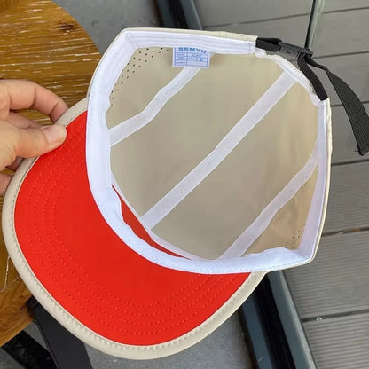 Color Block 5 Panel Baseball Cap - Embroidered Letter Quick Dry Mesh Breathable Sports Cap, Fashion Casual Lightweight Wear Hat