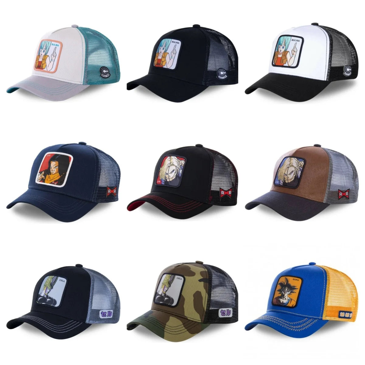 New Dragon Ball Son Goku Cap Summer Travel Peaked Cap Men's Embroidery Hip-Hop Cap Style Sun Visor Adjustable Trucker Mesh Cap