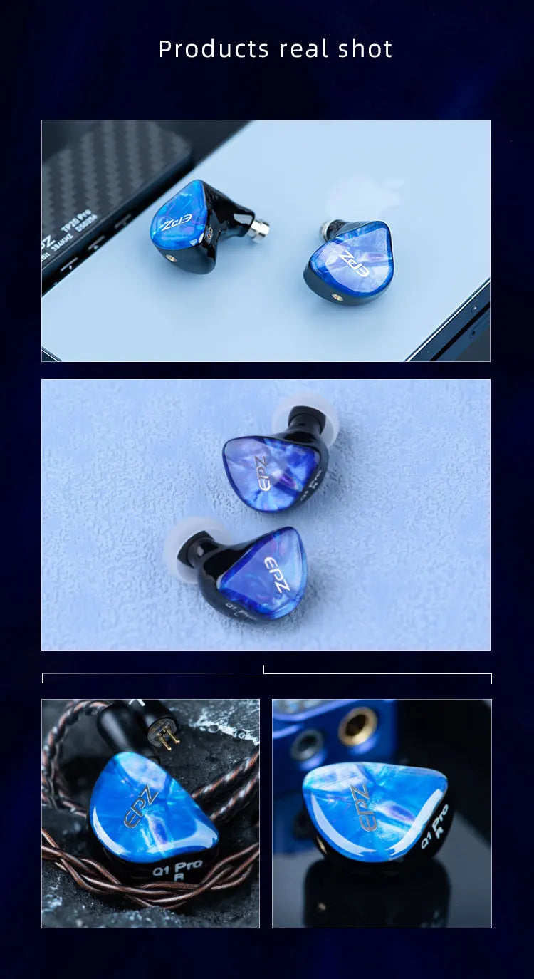 EPZ Q1 Pro Yunshuilan Earphones Wired HIFI Bass Earbuds IEM In Ear Gaming Headphones MIC Type C 0.78 2 Pin Detachable Cable