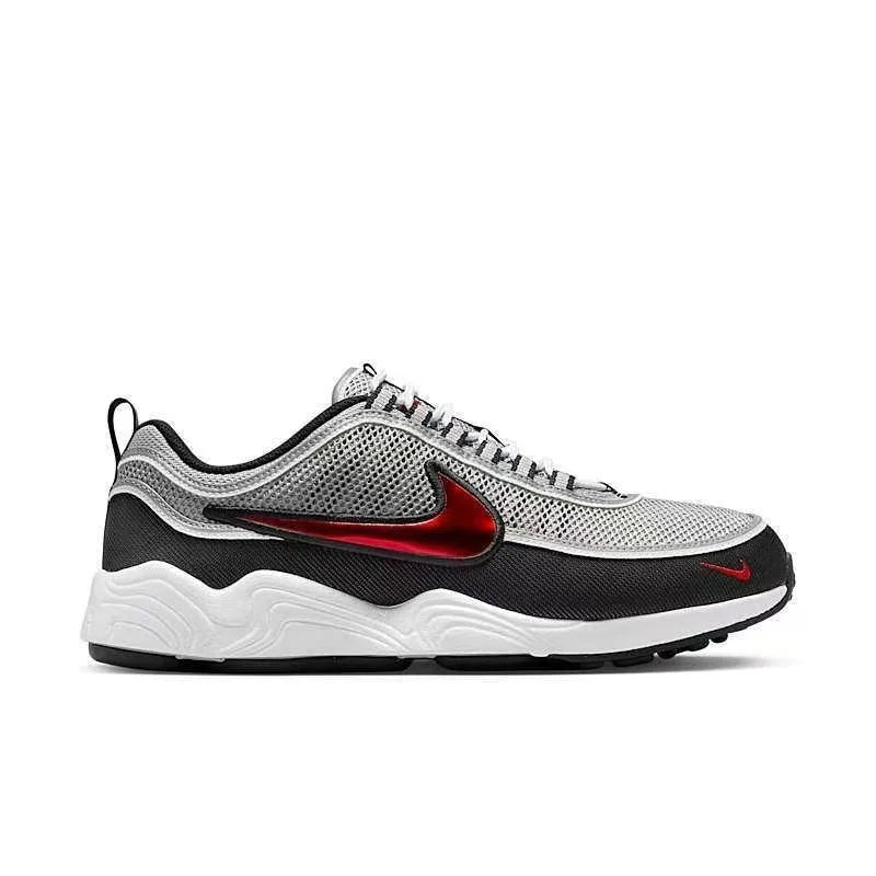Chaussures de course Nike Zoom Spiridon, confortables, à tige basse, en mesh, pour les trajets quotidiens en ville, pour hommes, disponibles en gris, noir et rouge, modèle HF9117-001.