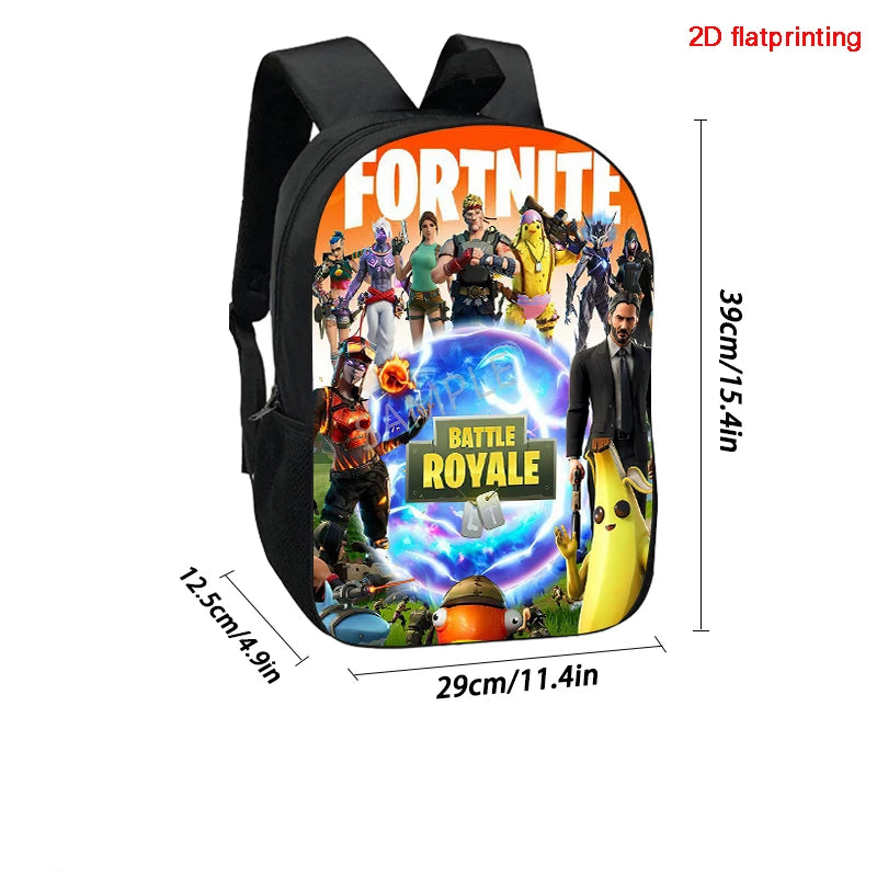 Mochila Escolar Fortnite de 15 Polegadas com Desenho Animado para Crianças, Meninos e Meninas, Mochila Leve com Estampado de Jogo, Grande, Adequada para Idades dos 5 aos 8 Anos
