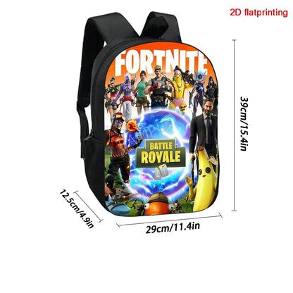 Mochila Escolar Fortnite de 15 Polegadas com Desenho Animado para Crianças, Meninos e Meninas, Mochila Leve com Estampado de Jogo, Grande, Adequada para Idades dos 5 aos 8 Anos
