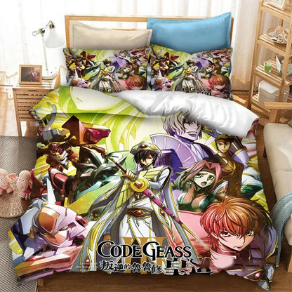 Μοντέρνο 3D Εκτυπωμένο Anime Code Geass Κάλυμμα Παπλώματος, Σετ Κλινοσκεπασμάτων 2/3 Τμχ, Double Twin Full Queen King, για Ενήλικες και Παιδιά, Κάλυμμα Παπλώματος