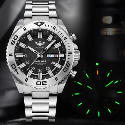 Yelang Watches V1035 44mm Men Diving Watch Human Kinetic Energy Watch 100m Waterproof Watches luminous Japan PX83 Sapphire