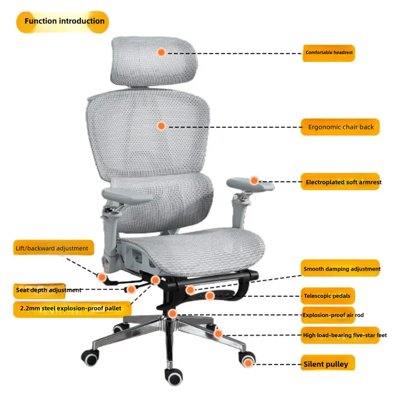 Ergonomic Office Chair Reclining with Footrest, High Back Computer Desk Chair with Lumbar Support, Adjustable Swivel Office Chair for Home Office & Gaming