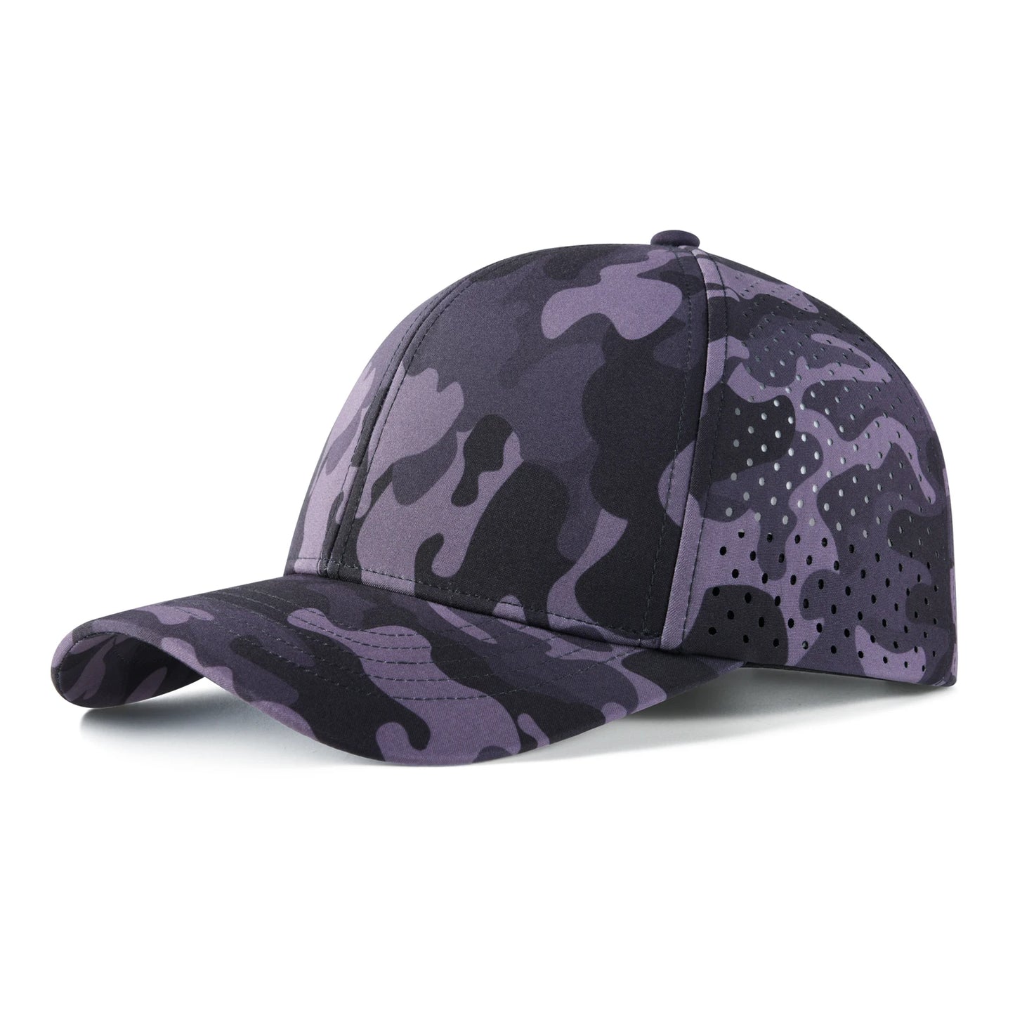 VOBOOM Men Quick Dry Baseball Cap Laser Cut Mesh Ball Curved Brim Snapback Hat Outdoor Running Travel Black Hat